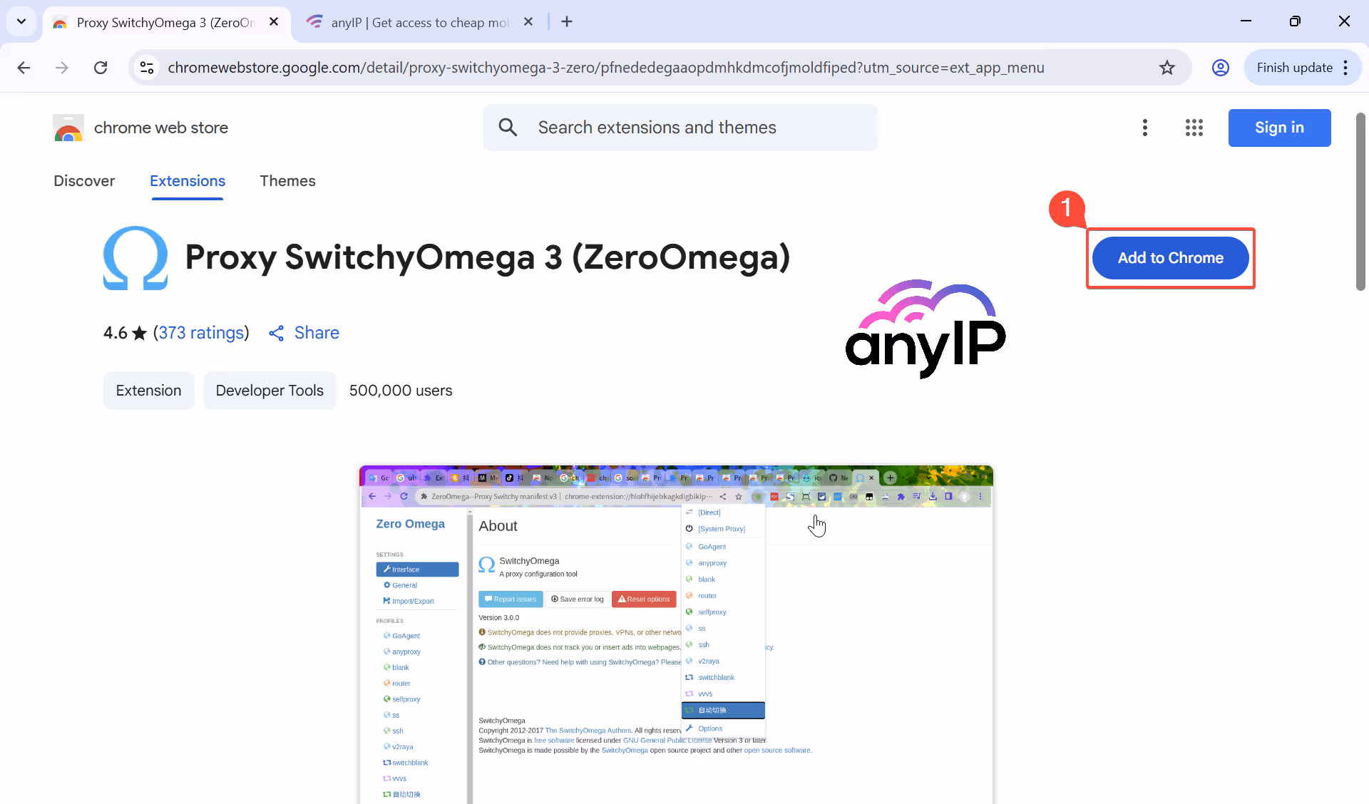 How to add Proxy SwitchyOmga (ZeroOmega) extension on chrome web store