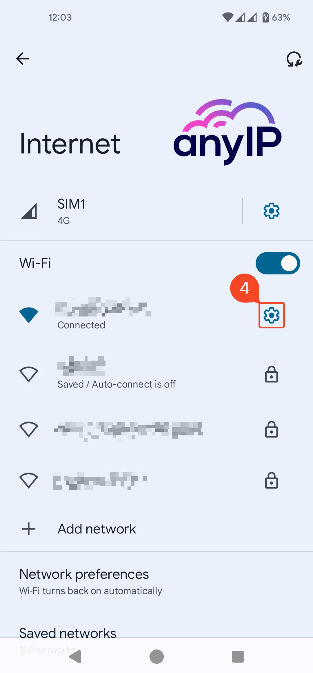 Select your current Wifi network and access its settings