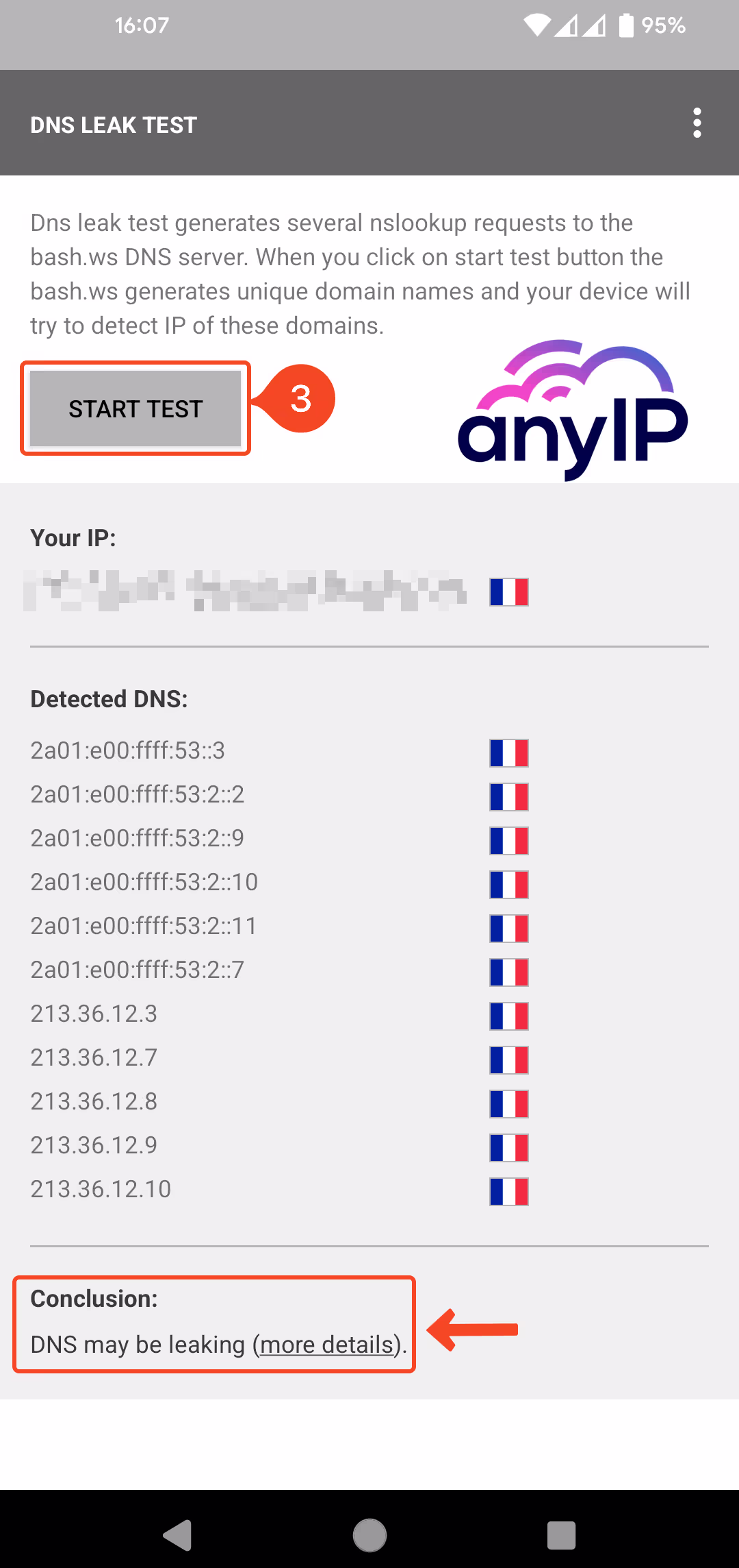 DNS Leak after test my connection with DNSLEAK