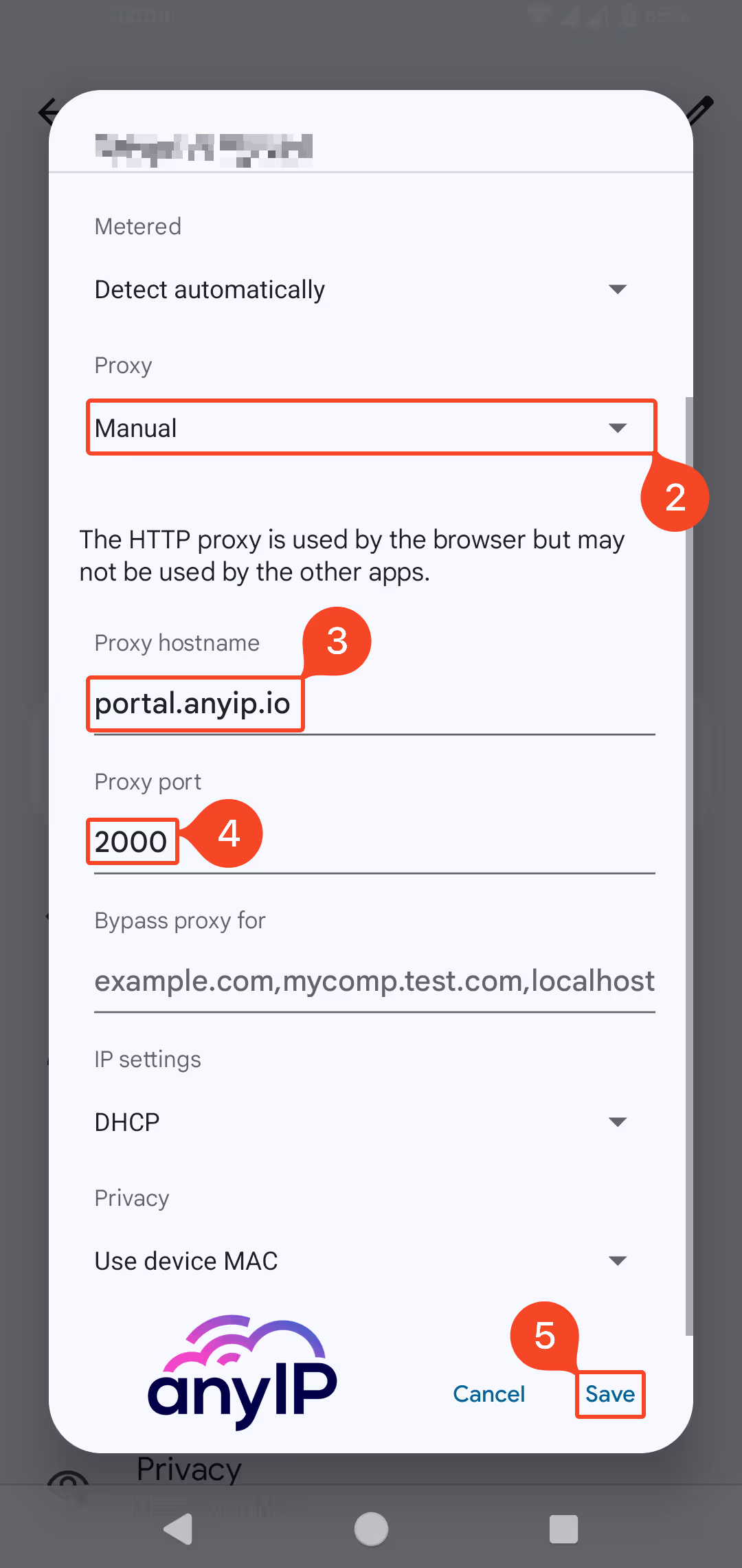 Configure the proxy using your proxy credentials and save