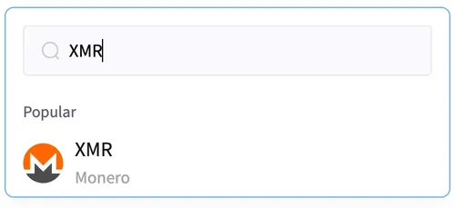 Select XMR Monero payment option